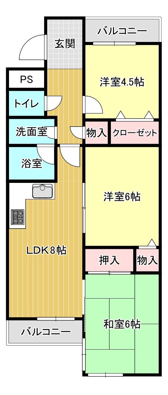 メイゾン鞍馬口(3LDK/2階)の間取り写真