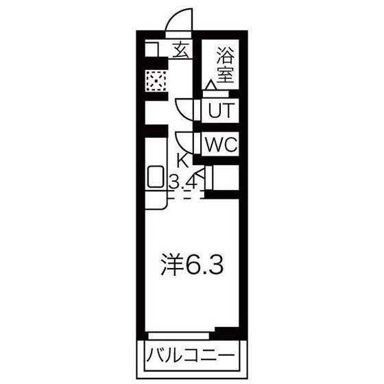 アヴニール(ワンルーム/1階)の間取り写真