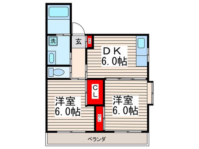 マンション・コイムIII(2DK/5階)の間取り写真