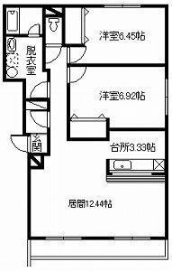 エスティ三番舘214-10(2LDK/4階)の間取り写真