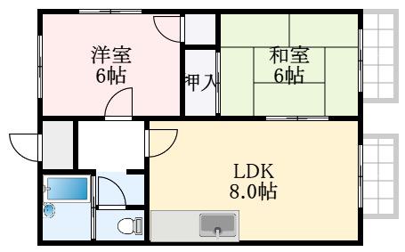 ハイツみやび(2LDK/2階)の間取り写真