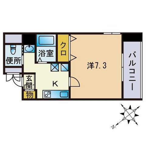 クレール呉服町(1K/2階)の間取り写真