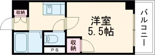 グリンハウス三篠(1K/3階)の間取り写真