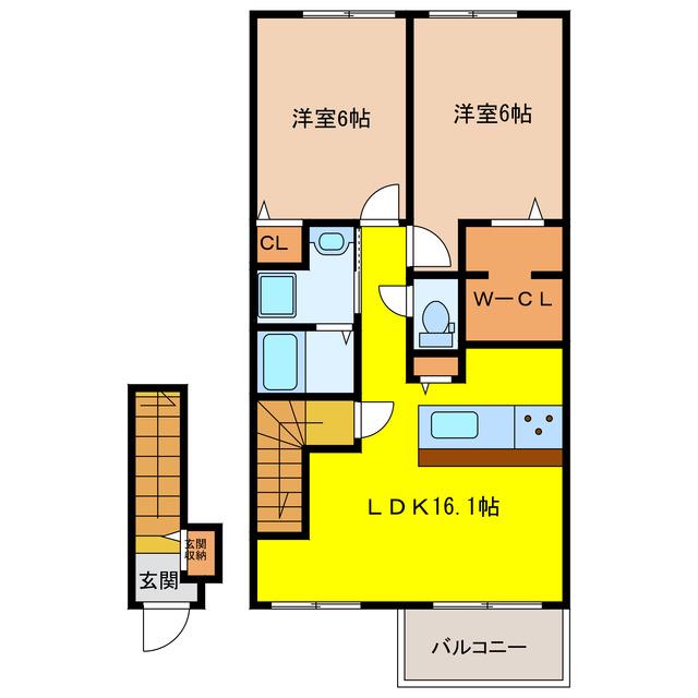 PROGRESS(2LDK/2階)の間取り写真