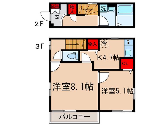 ハイアックスタウン(2K/3階)の間取り写真