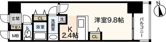 ラルウェンディ縮景園前イースト(ワンルーム/12階)の間取り写真