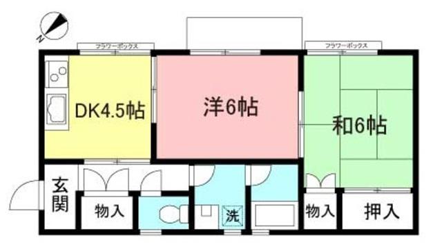 パークヒルズ(2DK/2階)の間取り写真