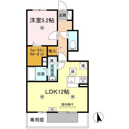 シャインポート屋島IVA棟(1LDK/1階)の間取り写真