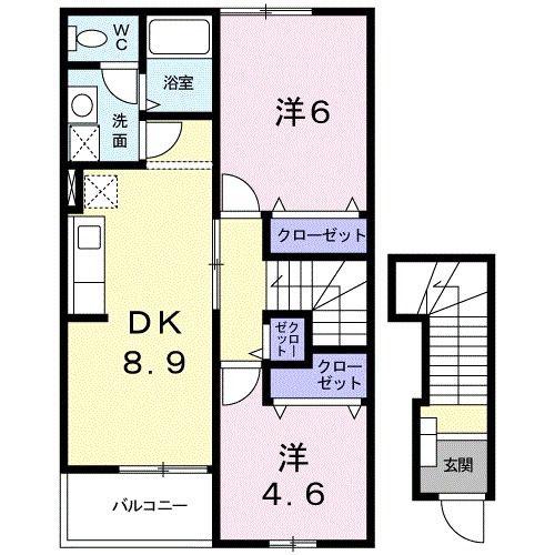 セトルI(2DK/2階)の間取り写真