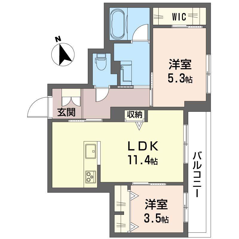 ピステン M(2LDK/3階)の間取り写真