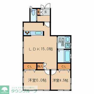 エスポア(2LDK/1階)の間取り写真
