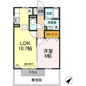 ハーブ神領(1LDK/1階)の間取り写真