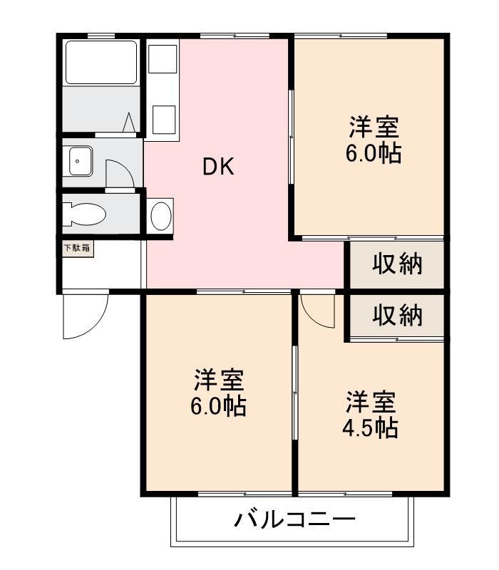 小倉ハイツA・B(3DK/2階)の間取り写真