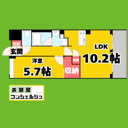 シーズンフラッツ今池ノース(1LDK/2階)の間取り写真