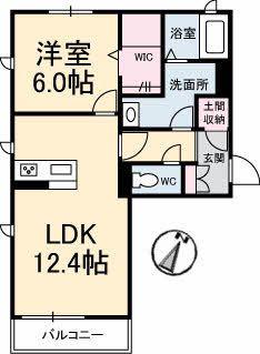 シャーメゾン福山北B(1LDK/2階)の間取り写真