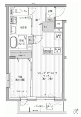 クラルテラセ新宿富久(1LDK/4階)の間取り写真