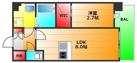 ラシーヌ瓦屋町(1LDK/2階)の間取り写真