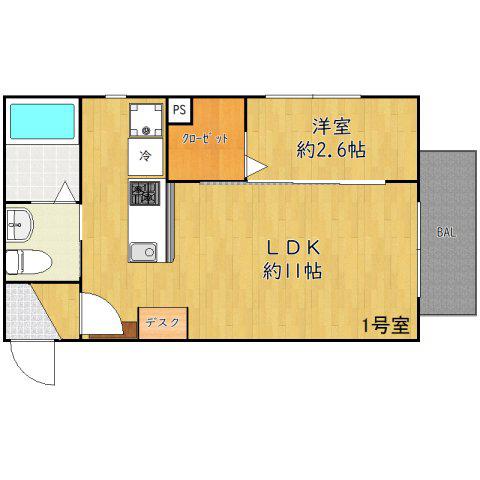 グランニール南流山II(1LDK/1階)の間取り写真