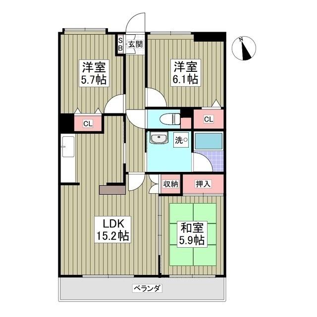 ワンダープレイス(3LDK/3階)の間取り写真