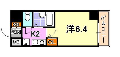 ワコーレ新神戸ステージ(1K/4階)の間取り写真