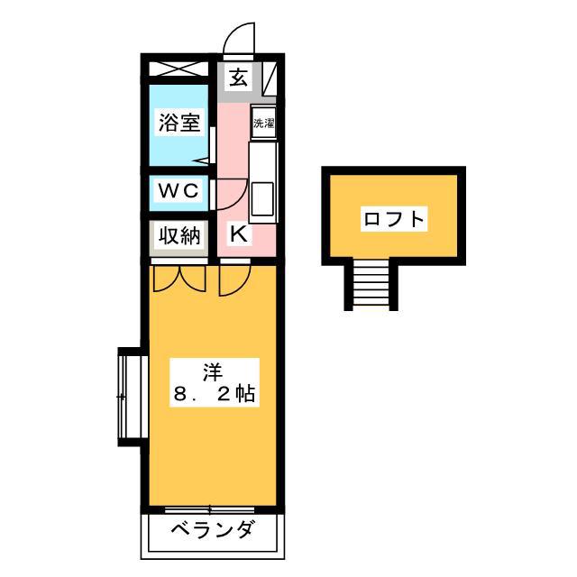 ウェル古庄(1K/2階)の間取り写真