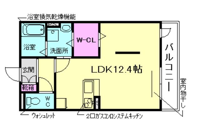クレール鉢塚(ワンルーム/1階)の間取り写真