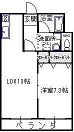 正気屋ハイツC棟(1LDK/2階)の間取り写真