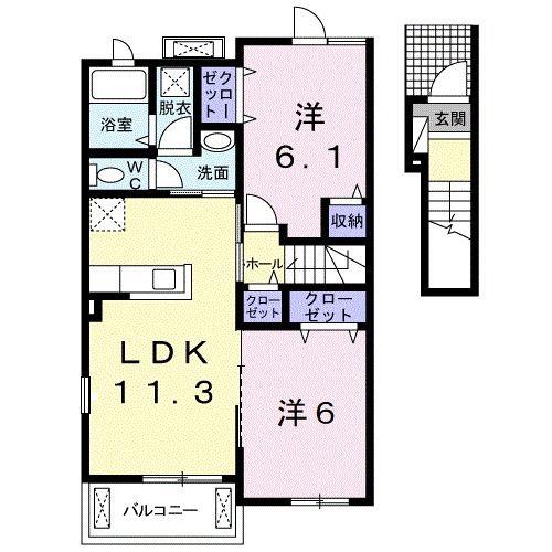 エテルネルI(2LDK/2階)の間取り写真