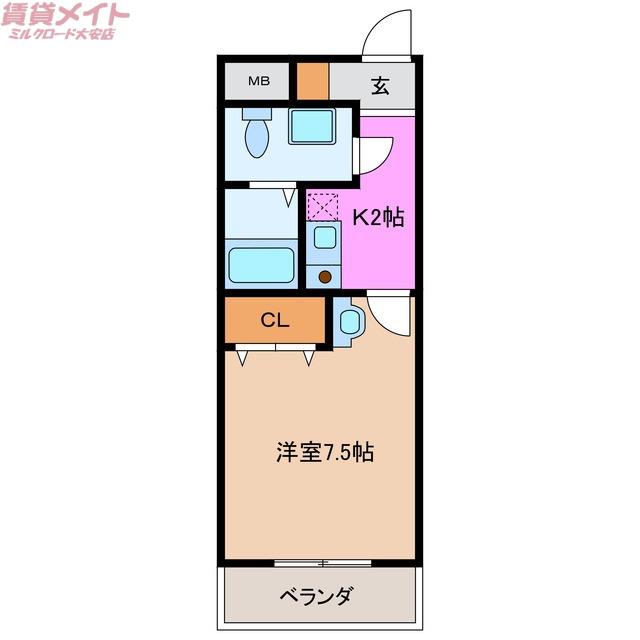 TS DREAM 大安(1K/1階)の間取り写真