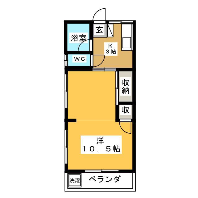 宮田ハイツ(1K/2階)の間取り写真