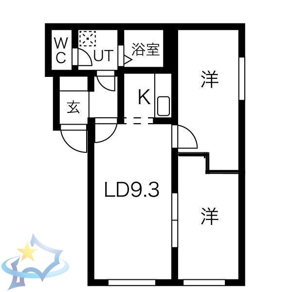 ハイデンス6-22(2LDK/1階)の間取り写真