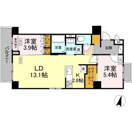 ロイジェント西新井(2LDK/1階)の間取り写真