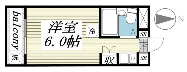 ジュネパレス柏第28(ワンルーム/4階)の間取り写真