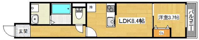 J-GARDENIII(1LDK/3階)の間取り写真
