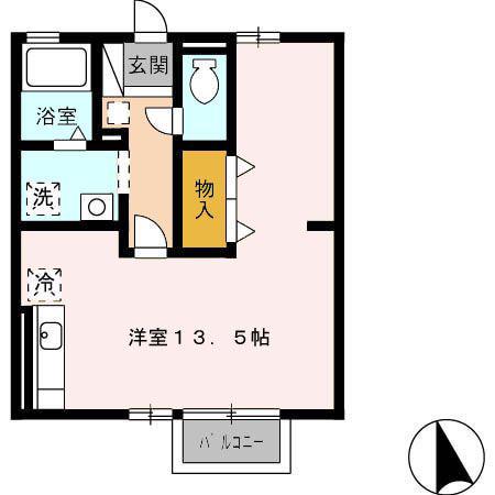 セジュール花梨(ワンルーム/2階)の間取り写真