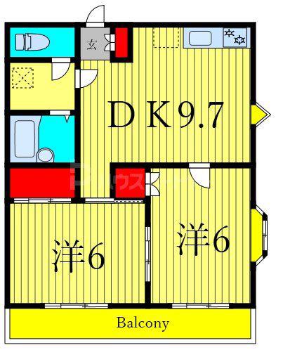 コーポ・シマII(2DK/3階)の間取り写真