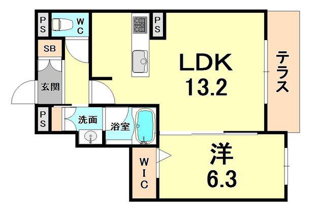 スリーゼ夙川(1LDK/1階)の間取り写真