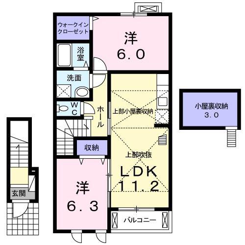 プランドール(2LDK/2階)の間取り写真