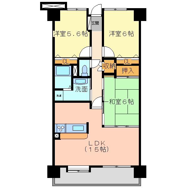 プレスティージュ伊万里(3LDK/2階)の間取り写真