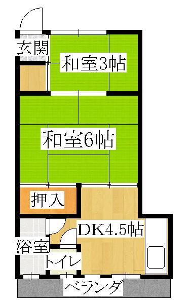 第二花丸荘(2K/1階)の間取り写真