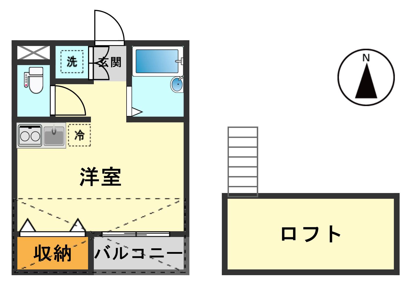 パインメイルII(ワンルーム/2階)の間取り写真