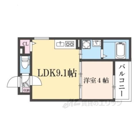 LIX大和田駅前(1LDK/4階)の間取り写真