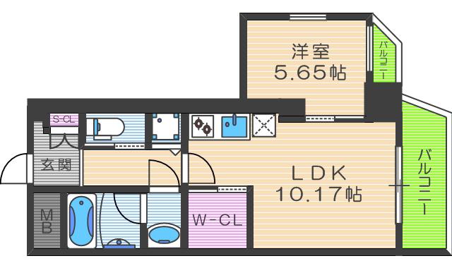 プレジオ本町(1LDK/3階)の間取り写真
