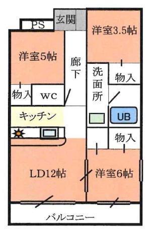 ファーストアベニュー(3LDK/3階)の間取り写真
