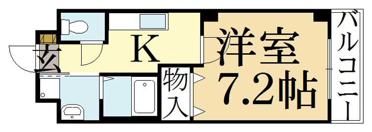 ミル・メゾンTII(1K/1階)の間取り写真