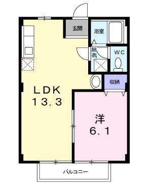 リバーサイド藤和A(1LDK/1階)の間取り写真