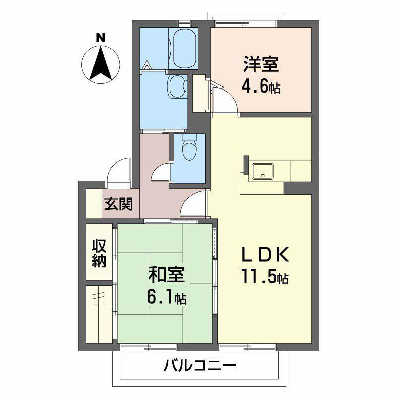 メゾン・ソレイユ(2LDK/2階)の間取り写真