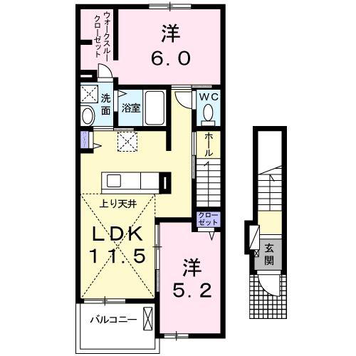 グリーン ヒロI(2LDK/2階)の間取り写真