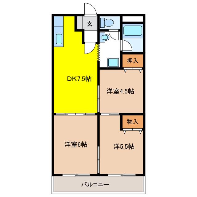 ワンニャンテラス(3DK/2階)の間取り写真