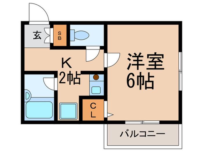クラウンハウス(1K/3階)の間取り写真